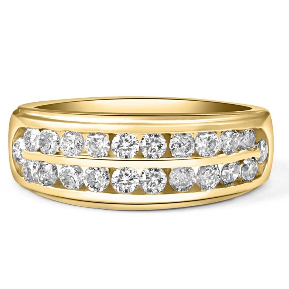 1 Ct Lab Grown Diamond Mens Double Row Wedding Ring 10k Yellow Gold O427